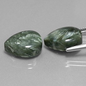Pedras preciosas de serafinita verde natural de  ct, formato de pêra, opaco