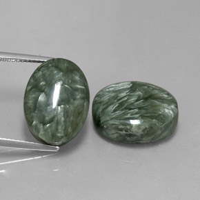 Pedras preciosas de serafinita verde natural de  ct, corte oval, opaco