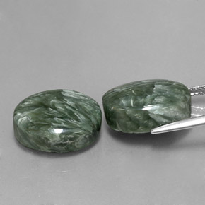 Pedras preciosas de serafinita verde natural de  ct, corte oval, opaco