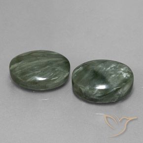 Pedras preciosas de Serafinita Verde médio natural de 18.22 ct, oval, Opaco