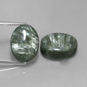 Pedras preciosas de serafinita verde natural de  ct, corte oval, opaco