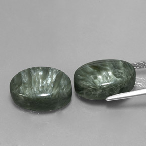 Pedras preciosas de serafinita verde natural de  ct, corte oval, opaco
