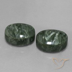 Pedras preciosas de serafinita verde natural de 21,51 ct, corte oval, opaco