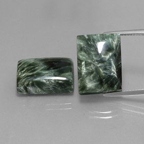 Pedras preciosas de Serafinita verde escuro natural de 21.79 ct, baguete, Opaco