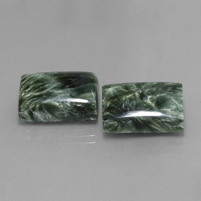 Pedras preciosas de Serafinita verde escuro natural de 21.79 ct, baguete, Opaco