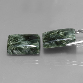 Pedras preciosas de Serafinita verde escuro natural de 21.79 ct, baguete, Opaco