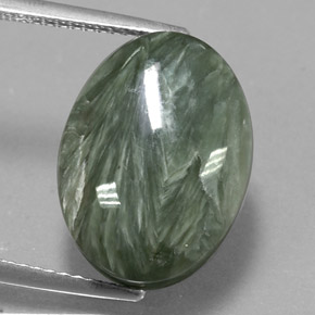 Serafinita Verde Natural 10.36ct, Corte Oval, Opaco