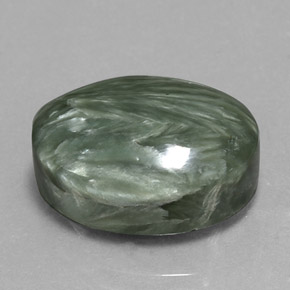 Serafinita Verde Natural 10.36ct, Corte Oval, Opaco