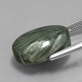 Serafinita Verde Natural 10.36ct, Corte Oval, Opaco