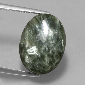 Serafinita Verde Natural 8.44ct, Corte Oval, Opaco