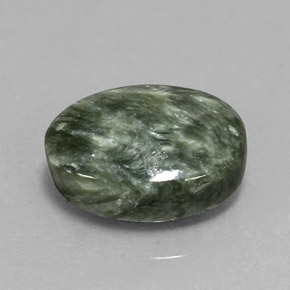 Serafinita Verde Natural 8.44ct, Corte Oval, Opaco