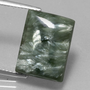 Serafinita Verde Natural 10.46ct, baguete, Opaco