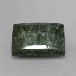 Serafinita verde natural 9,39ct, baguete, opaco