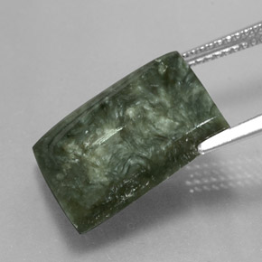 Serafinita verde natural 9,39ct, baguete, opaco