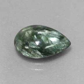 Serafinita verde natural 3,20ct, formato de pêra, opaco