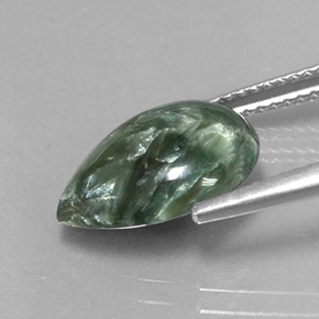 Serafinita verde natural 3,20ct, formato de pêra, opaco