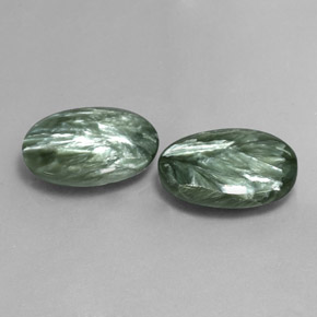 Pedras preciosas de serafinita verde natural de  ct, corte oval, opaco