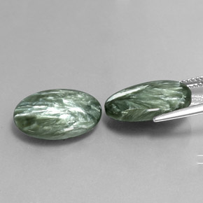 Pedras preciosas de serafinita verde natural de  ct, corte oval, opaco