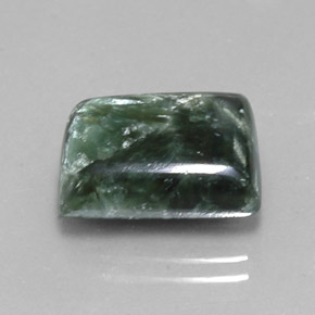 Serafinita verde natural 9,56ct, baguete, opaco
