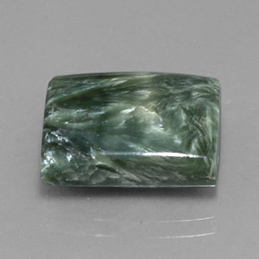 Serafinita verde natural 10,42ct, baguete, opaco