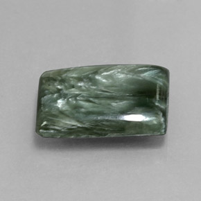 Serafinita verde natural 6,56ct, baguete, opaco