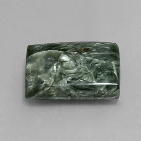 Serafinita verde natural 8,50ct, baguete, opaco