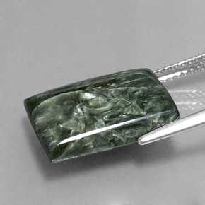 Serafinita verde natural 8,50ct, baguete, opaco