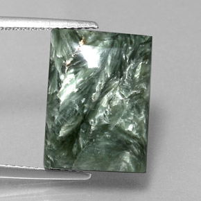 Serafinita Verde Natural 11.92ct, baguete, Opaco