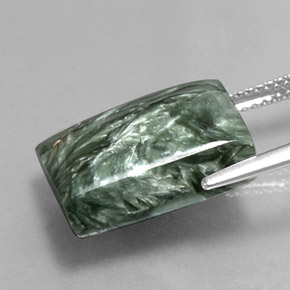 Serafinita Verde Natural 11.92ct, baguete, Opaco