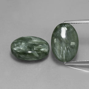 Pedras preciosas de serafinita verde natural de 12,01 ct, corte oval, opaco