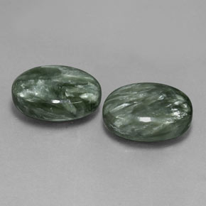 Pedras preciosas de serafinita verde natural de 12,01 ct, corte oval, opaco