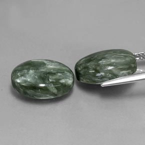 Pedras preciosas de serafinita verde natural de 12,01 ct, corte oval, opaco