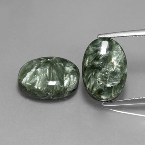 Pedras preciosas de serafinita verde natural de  ct, corte oval, opaco