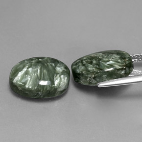 Pedras preciosas de serafinita verde natural de  ct, corte oval, opaco