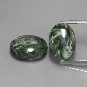 Pedras preciosas de serafinita verde natural de  ct, corte oval, opaco