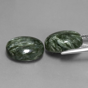 Pedras preciosas de serafinita verde natural de  ct, corte oval, opaco