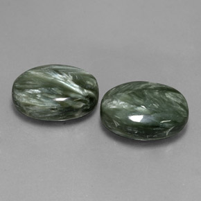 Pedras preciosas de serafinita verde natural de 13,00 ct, corte oval, opaco
