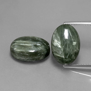 Pedras preciosas de serafinita verde natural de 12,72 ct, corte oval, opaco