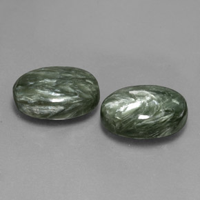 Pedras preciosas de serafinita verde natural de 11,70 ct, corte oval, opaco