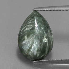 Serafinita Verde Natural 3.93ct, Formato de pêra, Opaco