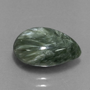 Serafinita Verde Natural 3.93ct, Formato de pêra, Opaco