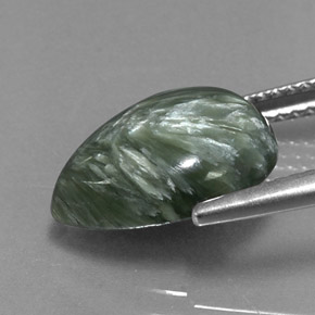 Serafinita Verde Natural 3.93ct, Formato de pêra, Opaco