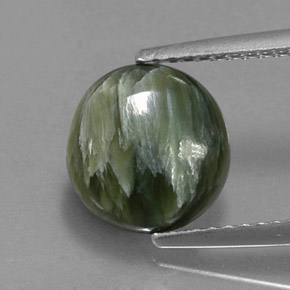 Serafinita verde natural 2,00ct, corte redondo, opaco
