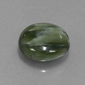 Serafinita verde natural 2,00ct, corte redondo, opaco