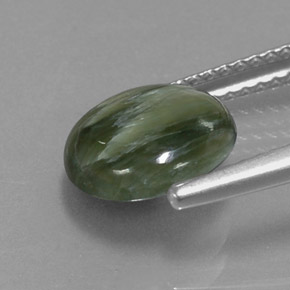 Serafinita verde natural 2,00ct, corte redondo, opaco
