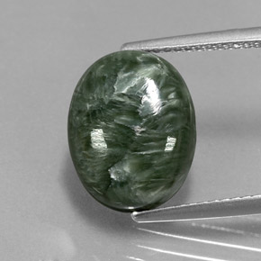 Serafinita Verde Natural 6.14ct, Corte Oval, Opaco