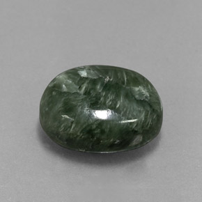 Serafinita Verde Natural 6.14ct, Corte Oval, Opaco