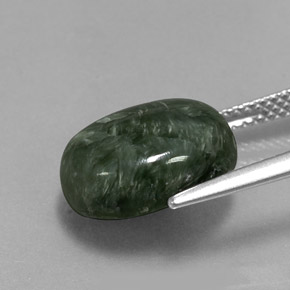 Serafinita Verde Natural 6.14ct, Corte Oval, Opaco