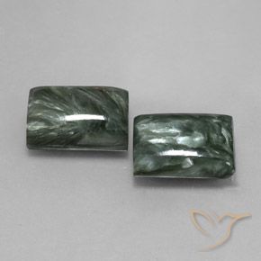 Pedras preciosas de Serafinita verde escuro natural de 14.67 ct, baguete, Opaco