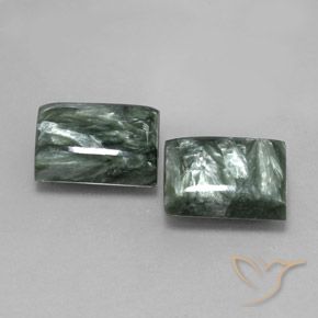 Pedras preciosas de Serafinita Verde médio natural de 15.92 ct, baguete, Opaco